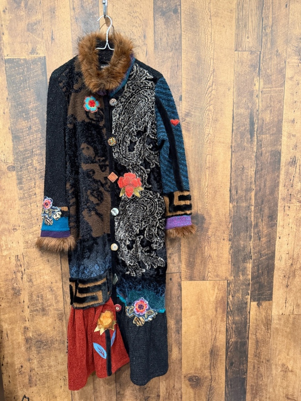 Vintage Lee Andersen patchwork retro funk fur size 1 EUC - Picture 2 of 12
